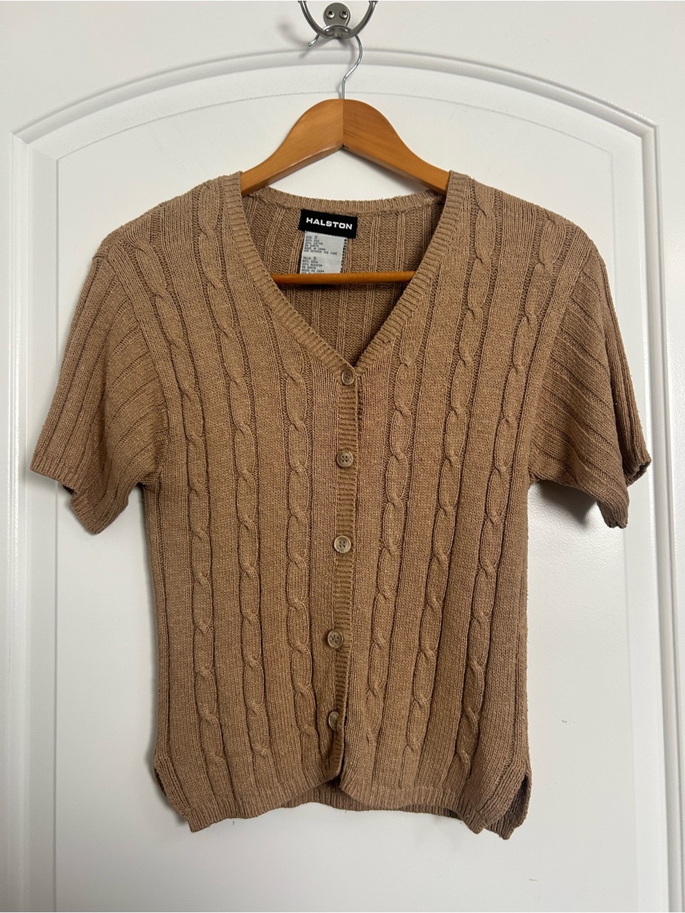 Halston 90s vintage Silk Blend Knit Short-Sleeve Top Size S chic y2k cottage